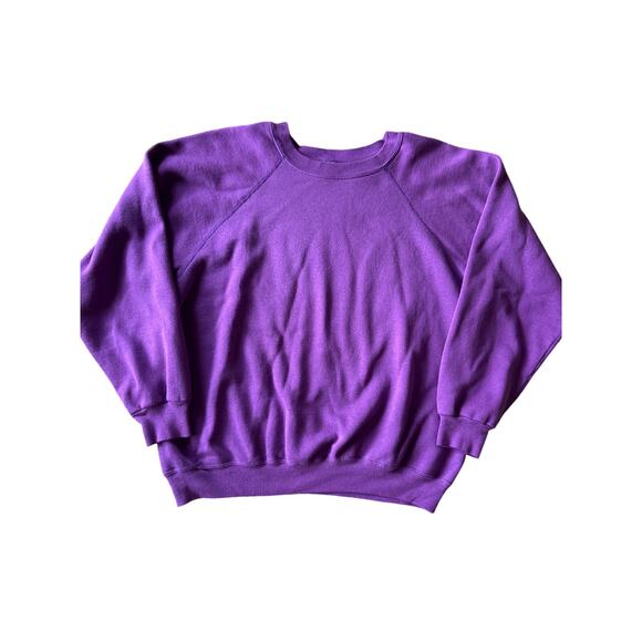 Vintage Blank Hanes USA Made Purple XL Raglan Crewneck Sweatshirt - Picture 1 of 7